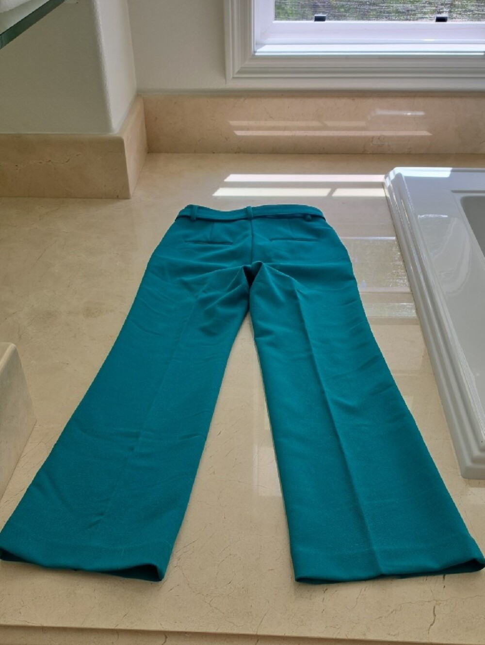 Ann Taylor Teal Wide-Leg Belted Trousers - Picture 5 of 6